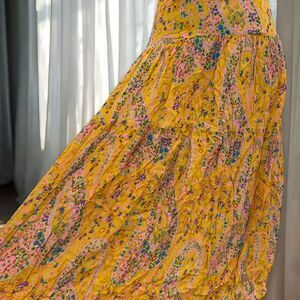 Vintage Silk Festival Feminine Coquette Retro Paisley Lightweight Midi Skirt